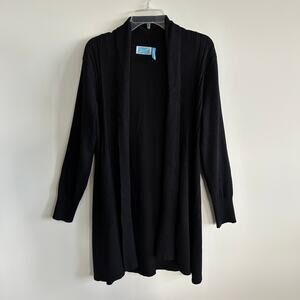 Survival Black Long Sleeve Foldover Collar Open Cardigan Sweater Size Medium